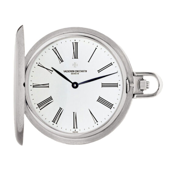 Swiss 18 Carat white gold hunting cased dress watch Circa 1980
