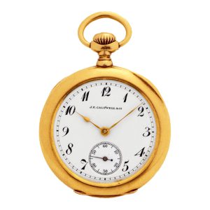 Swiss 18 carat gold open faced lady's pendant watch Circa 1910