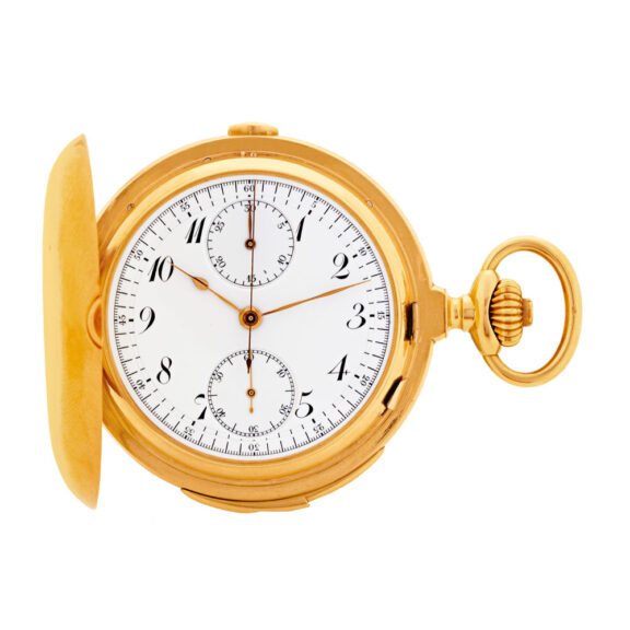Swiss gold hunting cased keyless repeating pocket watch Circa 1920
