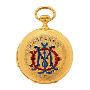 Swiss gold and enamel repeating pendant watch Circa 1912