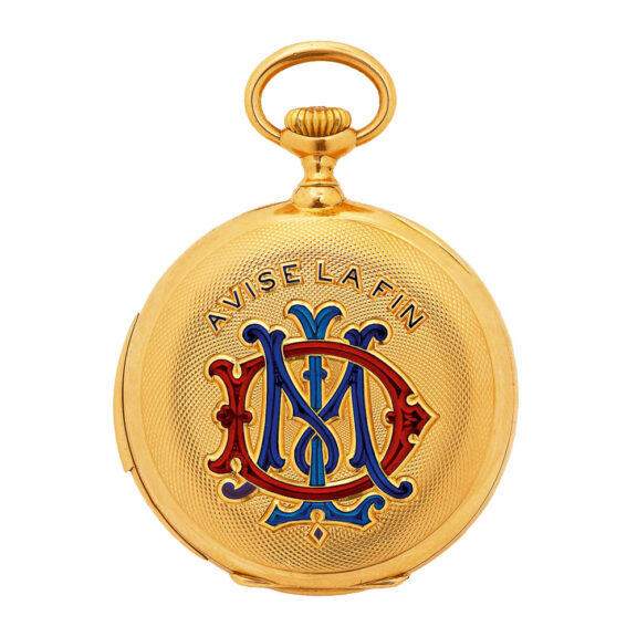 Swiss gold and enamel repeating pendant watch Circa 1912