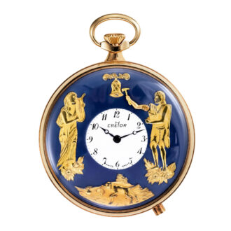 Swiss gilt pocket watch with automaton striking Jack Circa 1980