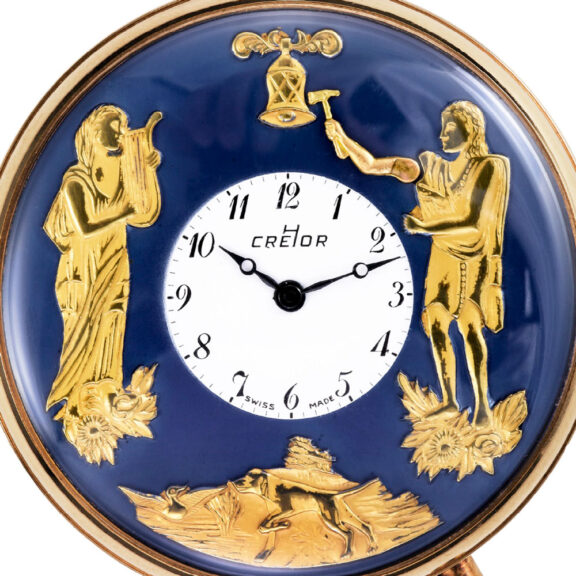 Swiss gilt pocket watch with automaton striking Jack Circa 1980 Swiss gilt pocket watch with automaton striking Jack Circa 1980