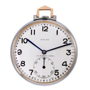 Swiss stainless steel and gold keyless pocket watch Circa 1930