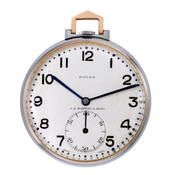 Swiss stainless steel and gold keyless pocket watch Circa 1930