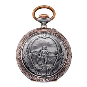 Swiss nielloed silver open faced pocket watch Circa 1890
