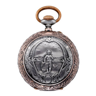 Swiss nielloed silver open faced pocket watch Circa 1890