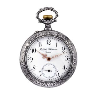 Swiss nielloed silver open faced pocket watch Circa 1900