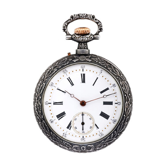 Rare Swiss nielloed silver keyless pocket watch Circa 1895 Rare Swiss nielloed silver keyless pocket watch Circa 1895