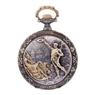Fine Swiss nielloed silver keyless pocket watch Circa 1895