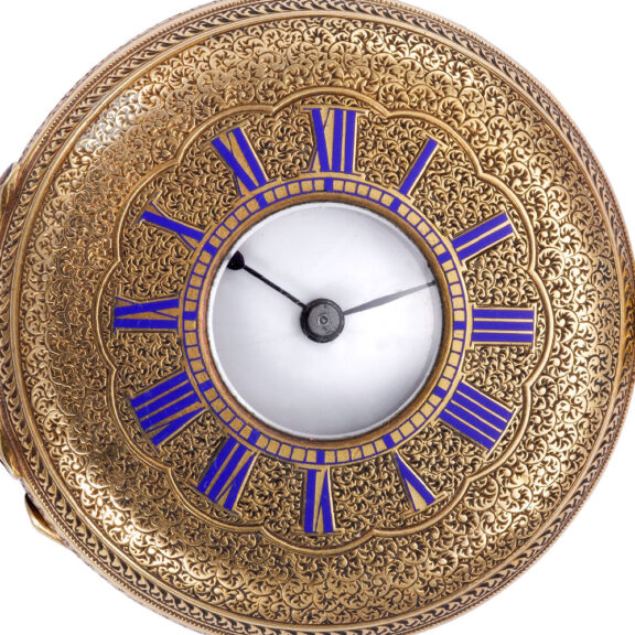 Swiss 18 carat gold half hunting cased keyless lever Circa 1875 Swiss 18 carat gold half hunting cased keyless lever Circa 1875