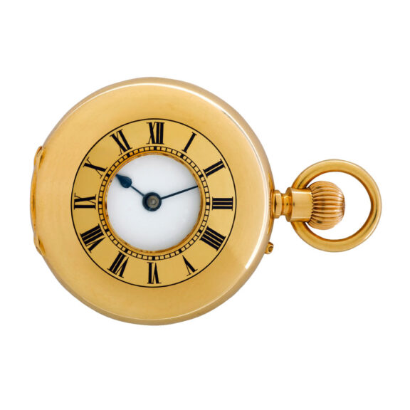 Swiss 18 carat gold half hunting cased keyless lever Circa 1890