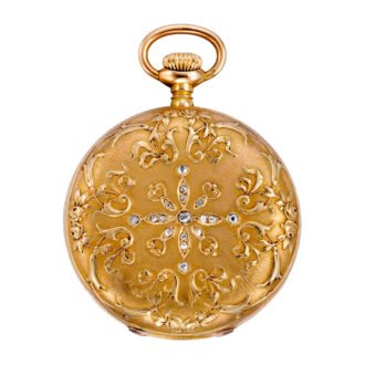 Swiss small gold hunting cased keyless pocket watch Circa 1900