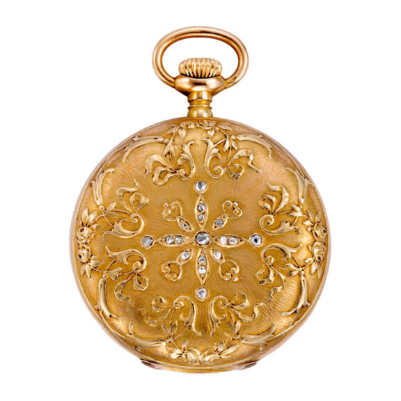 Swiss small gold hunting cased keyless pocket watch Circa 1900