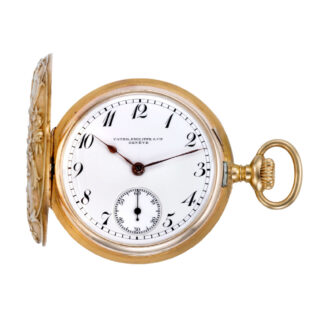 Swiss small gold hunting cased keyless pocket watch Circa 1900