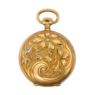 Swiss small gold hunting cased keyless pocket watch Circa 1898