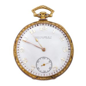 Swiss 18K gold and enamel keyless lever dress watch Circa 1921