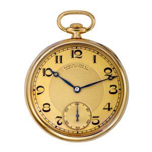 Swiss 18K gold open faced keyless pocket watch Circa 1919