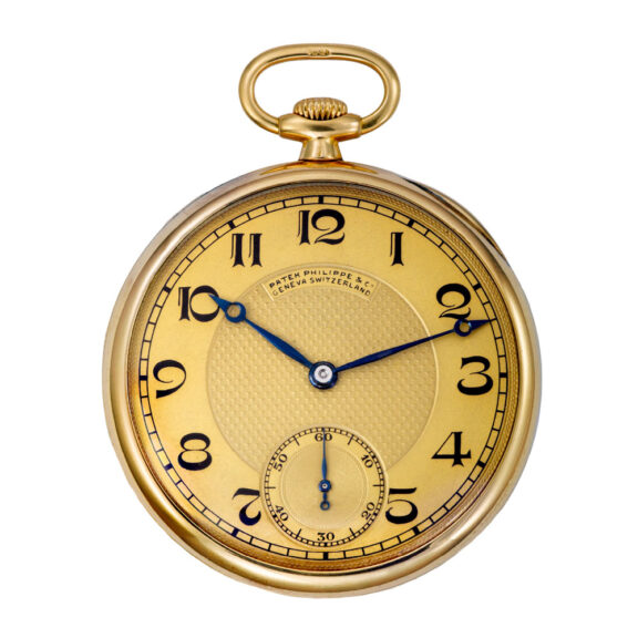 Swiss 18K gold open faced keyless pocket watch Circa 1919