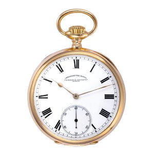 Swiss 18K gold keyless chronometer pocket watch Circa 1910