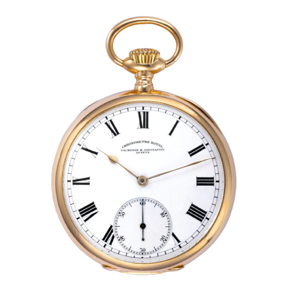Swiss 18K gold keyless chronometer pocket watch Circa 1910