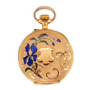 Fine Swiss pink gold and cloisonne enamel pocket watch Circa 1890