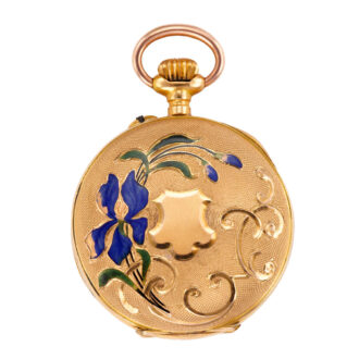 Fine Swiss pink gold and cloisonne enamel pocket watch Circa 1890
