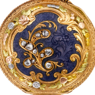 Small French gold and enamel cylinder pocket watch Circa 1890