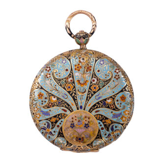 Fine French gold and enamel cylinder pocket watch Circa 1780