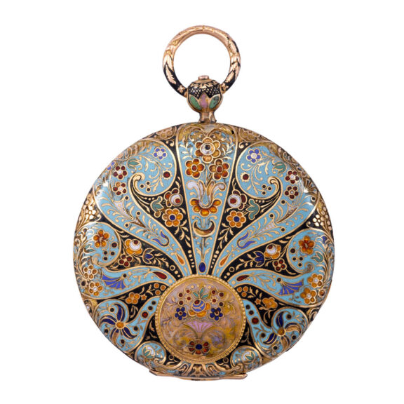 Fine French gold and enamel cylinder pocket watch Circa 1780