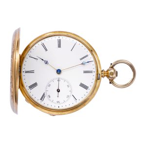 Swiss 18k yellow gold hunting cased pocket watch Circa 1890