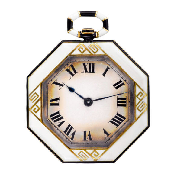 Swiss gold, white and black enamel octagonal dress watch Circa 1925 Swiss gold, white and black enamel octagonal dress watch Circa 1925