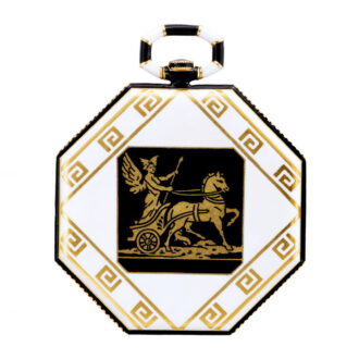 Swiss gold, white and black enamel octagonal dress watch Circa 1925