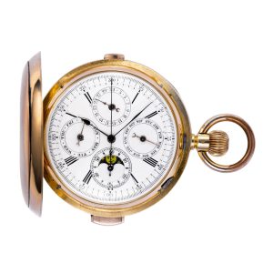 Swiss gold full hunting quarter repeating pocket watch Circa 1910