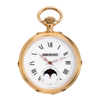 Swiss gold pocket watch with triple date calendar Circa 1905