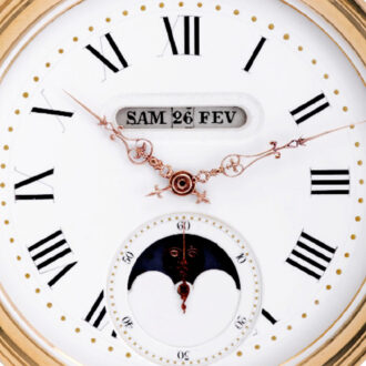 Swiss gold pocket watch with triple date calendar Circa 1905