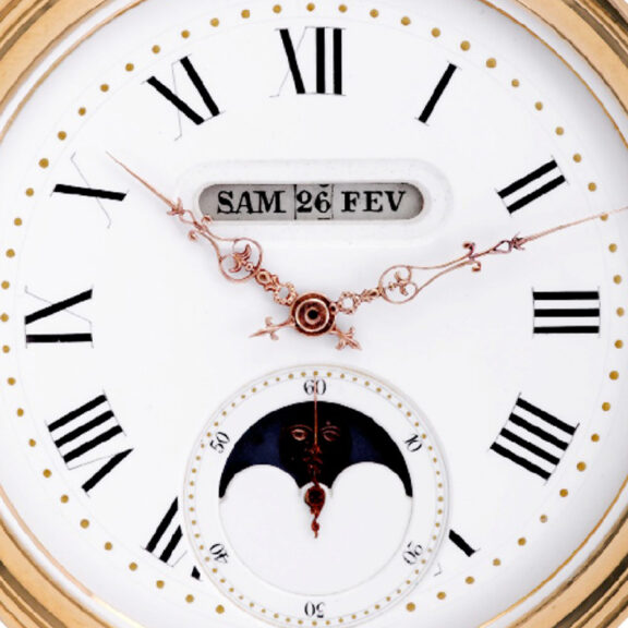 Swiss gold pocket watch with triple date calendar Circa 1905 Swiss gold pocket watch with triple date calendar Circa 1905