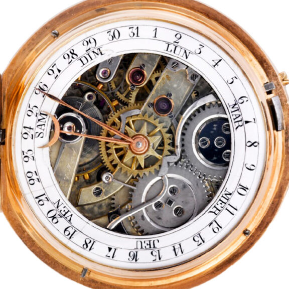 Swiss 18K pink gold double-dialled keyless watch Circa 1890 Swiss 18K pink gold double-dialled keyless watch Circa 1890