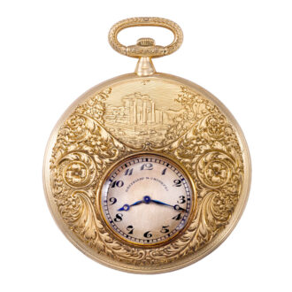 Swiss 18 Carat gold pocket watch with eccentric dial Circa 1910