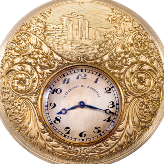 Swiss 18K gold pocket watch with eccentric dial Circa 1910 Swiss 18K gold pocket watch with eccentric dial Circa 1910