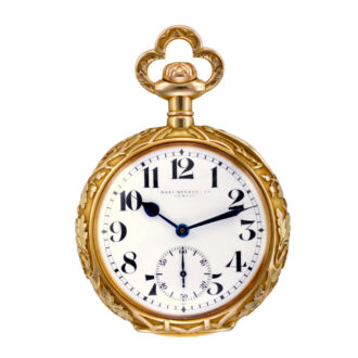 Rare Swiss 18k gold with translucent red enamel background Circa 1900