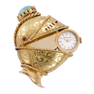 French 18k gold watch in the shape of a knight's helmet Circa 1950
