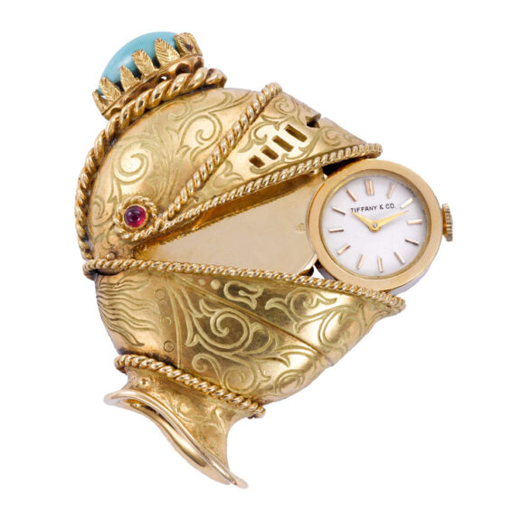 French 18k gold watch in the shape of a knight's helmet Circa 1950
