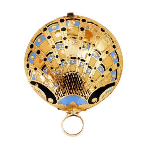 French gold and enamel scallop shell form pendant watch Circa 1800