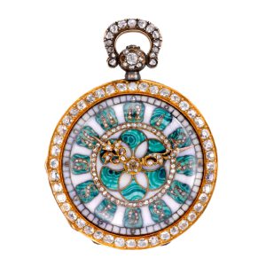 French gold and rose-cut diamonds lady's pocket watch Circa 1850