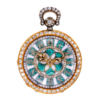 French gold and rose-cut diamonds lady's pocket watch Circa 1850