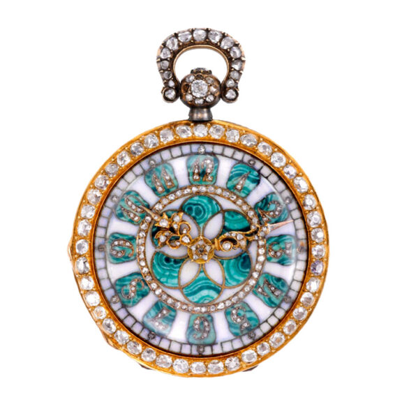 French gold and rose-cut diamonds lady's pocket watch Circa 1850
