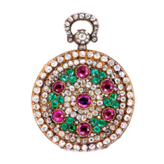 French gold and rose-cut diamonds lady's pocket watch Circa 1850