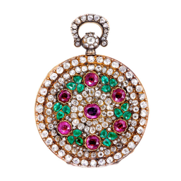 French gold and rose-cut diamonds lady's pocket watch Circa 1850 French gold and rose-cut diamonds lady's pocket watch Circa 1850
