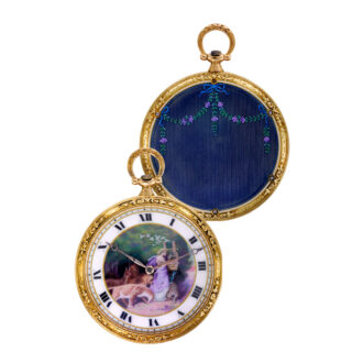 Swiss 18K yellow gold Art Nouveau pocket watch Circa 1910
